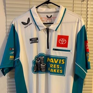 Mavis Tires Castore White and Teal Racing  Pit Crew Jersey Denny Hamlin TRD